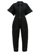 Matchesfashion.com Ssone - Contrast Stitch Denim Jumpsuit - Womens - Black