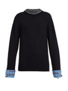 Prada Crochet-trimmed Round-neck Sweater