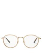 Matchesfashion.com Gucci - Web Striped Round Frame Glasses - Womens - Gold