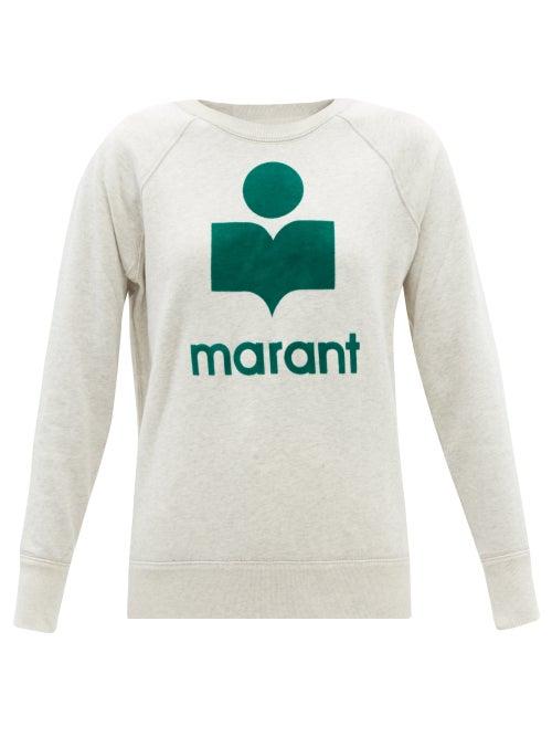 Isabel Marant Toile - Milly Flocked-logo Cotton-blend Sweatshirt - Womens - Ivory Multi
