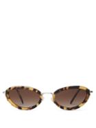 Matchesfashion.com Miu Miu - Dlice Tortoiseshell Acetate Oval Sunglasses - Womens - Brown