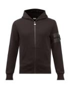Moncler - Logo-patch Zipped Cotton-jersey Hooded Sweatshirt - Mens - Black
