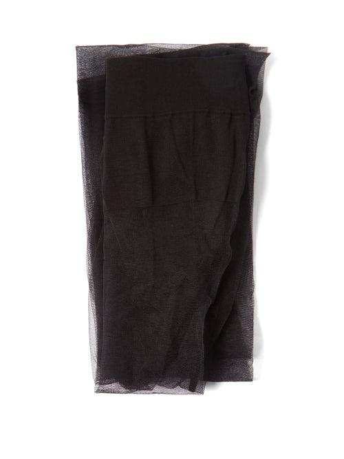 Saint Laurent - Monogrammed Crystal-embellished Tights - Womens - Black