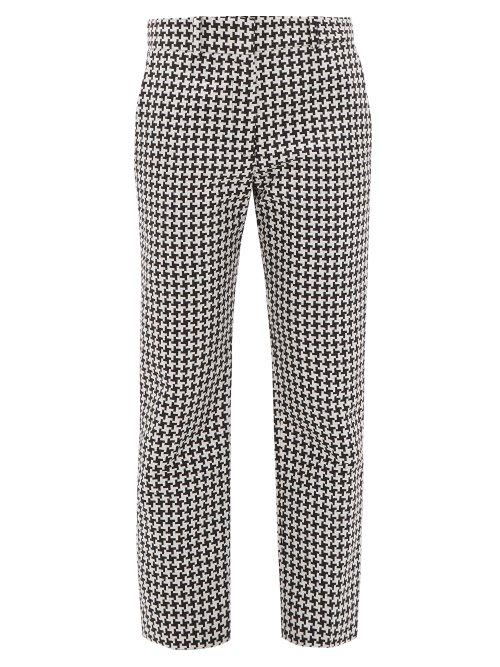 Matchesfashion.com Haider Ackermann - Houndstooth Straight Leg Trousers - Womens - Black White
