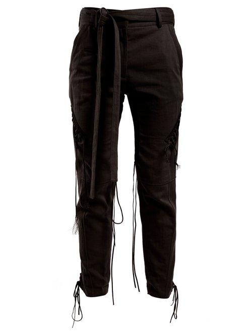 Matchesfashion.com Saint Laurent - Mid Rise Tie Waist Trousers - Womens - Black