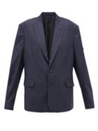 Matchesfashion.com Balenciaga - Oversized Single-breasted Checked Wool Jacket - Womens - Navy