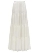 Matchesfashion.com Gabriela Hearst - Mariela Tiered Wool Blend Maxi Skirt - Womens - Ivory