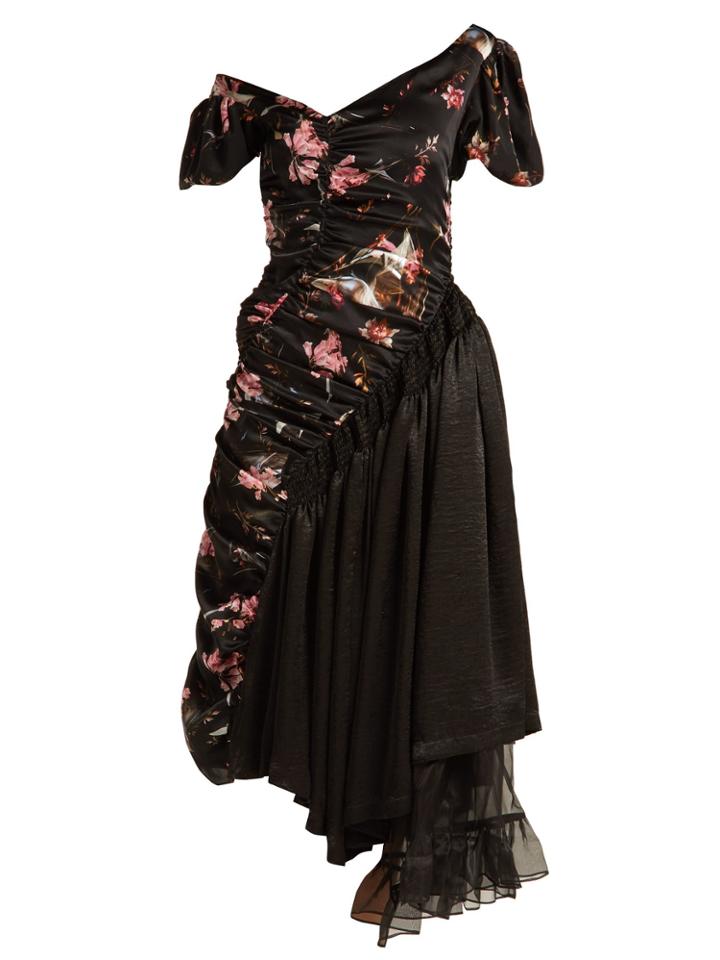 Preen By Thornton Bregazzi Kim Foxglove-print Silk-satin Dress