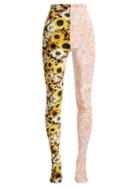Matchesfashion.com Richard Quinn - Contrast Panel Velvet Leggings - Womens - Pink Multi