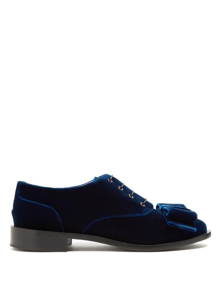 Rochas Bow-detail Velvet Derby Shoes