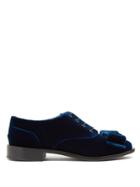 Rochas Bow-detail Velvet Derby Shoes
