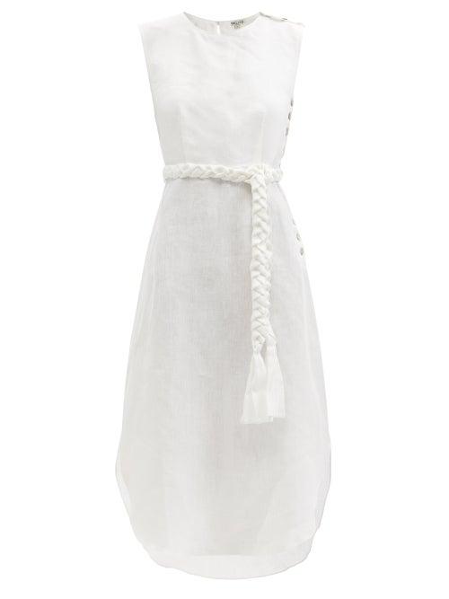 Matchesfashion.com Belize - Corinne Braided-belt Linen Dress - Womens - Ivory