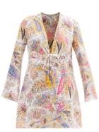 Matchesfashion.com Etro - Itaca Paisley-print Ramie Mini Dress - Womens - White Multi