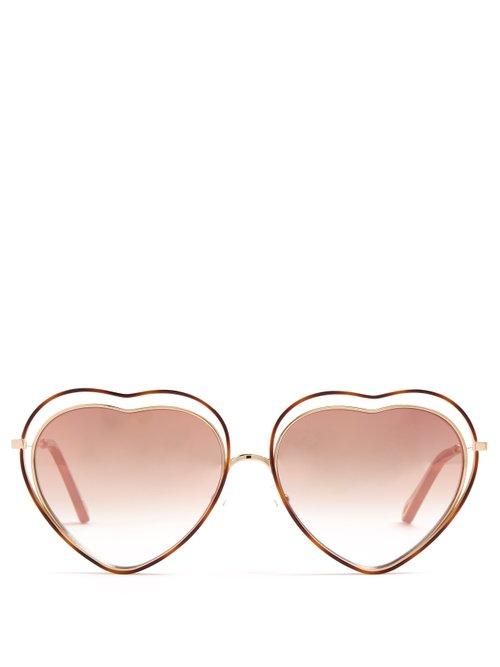 Matchesfashion.com Chlo - Poppy Heart Shaped Frame Sunglasses - Womens - Pink Multi