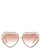 Matchesfashion.com Chlo - Poppy Heart Shaped Frame Sunglasses - Womens - Pink Multi