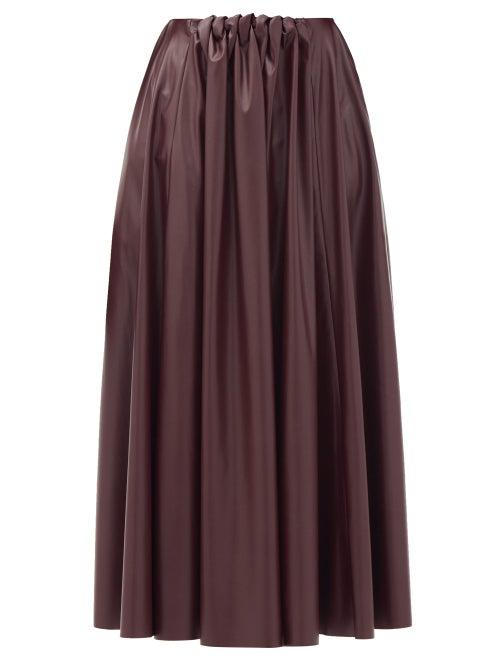 Matchesfashion.com Roksanda - Ada Gathered-waist Faux-leather Midi Skirt - Womens - Burgundy