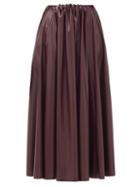 Matchesfashion.com Roksanda - Ada Gathered-waist Faux-leather Midi Skirt - Womens - Burgundy
