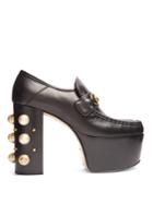 Gucci Vegas Leather Platform Loafers