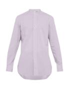 Matchesfashion.com Finamore 1925 - Gaeta Band Collar Cotton Shirt - Mens - Purple