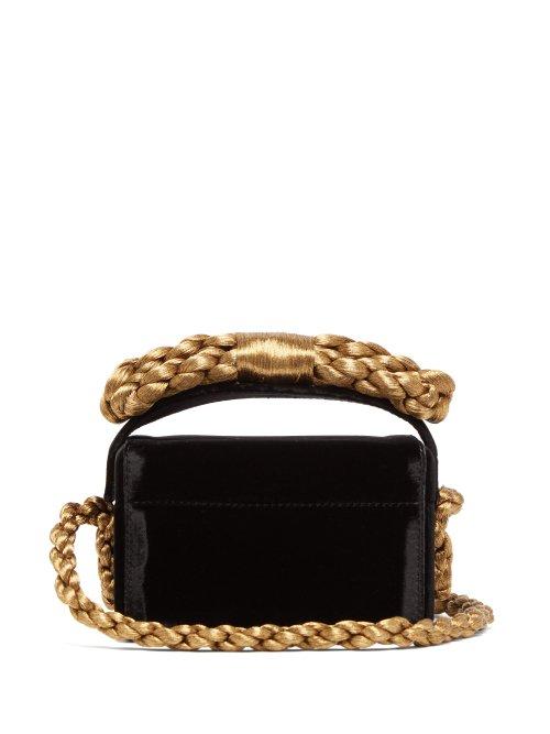 Matchesfashion.com Sanayi 313 - Fiocco Mini Velvet Shoulder Bag - Womens - Black Gold