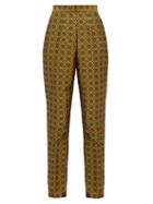 Matchesfashion.com Saloni - Maxima High Rise Jacquard Trousers - Womens - Green Multi
