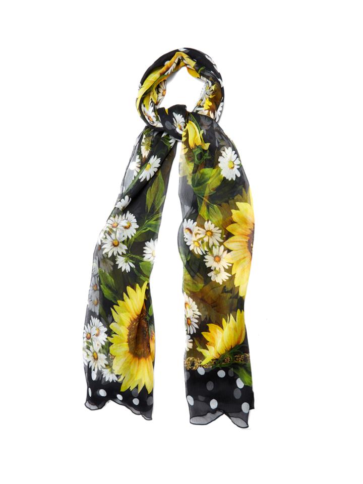 Dolce & Gabbana Sunflower-print Silk-crepe Scarf