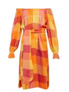 Matchesfashion.com Belize - Elisa Checked Cotton Midi Dress - Womens - Red Multi