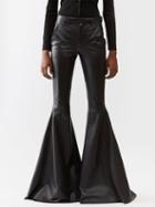 Saint Laurent - Flared Plong-leather Trousers - Womens - Black