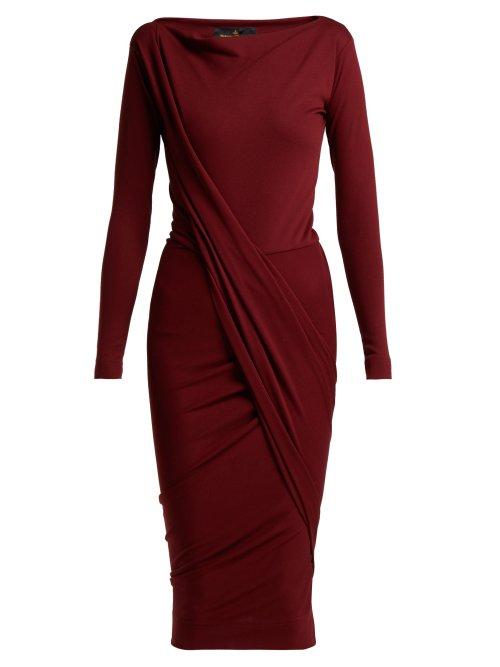 Matchesfashion.com Vivienne Westwood Anglomania - Vian Draped Jersey Dress - Womens - Burgundy