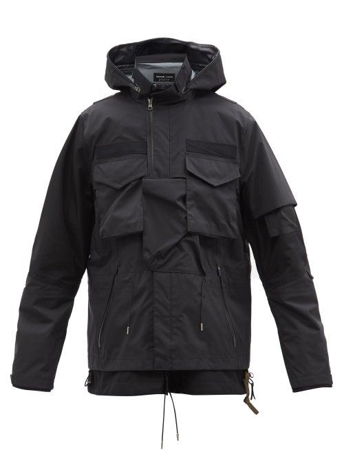 Sacai - X Acronym Technical Hooded Coat - Mens - Black