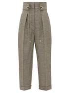 Matchesfashion.com Peter Pilotto - Belted High Rise Lam Twill Straight Leg Trousers - Womens - Silver Multi