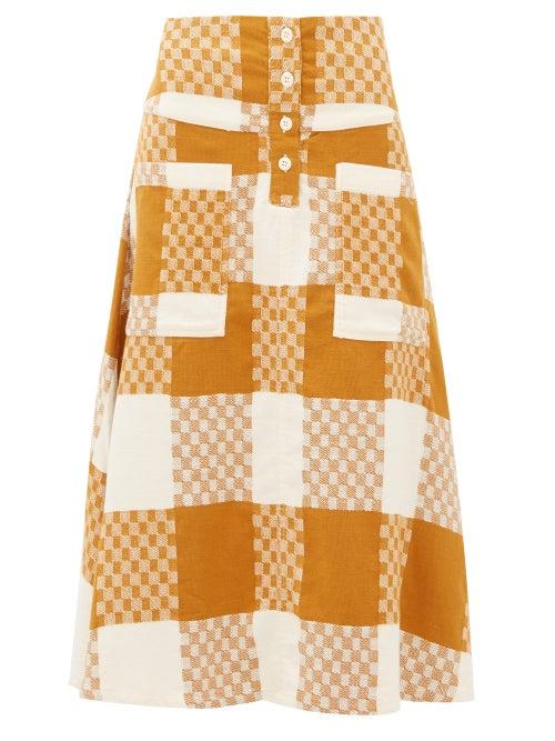 Matchesfashion.com Ace & Jig - Maisie Checked Cotton A Line Skirt - Womens - Beige Multi