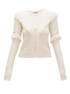 Matchesfashion.com Altuzarra - Buckeye Fringed Cable-knitted Sweater - Womens - Ivory