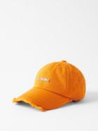 Jacquemus - Artichaut Frayed Canvas Baseball Cap - Mens - Orange