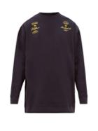 Matchesfashion.com Raf Simons - Embroidered Cotton Sweatshirt - Mens - Navy