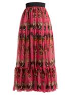 Dolce & Gabbana Butterfly-print Silk-chiffon Maxi Skirt