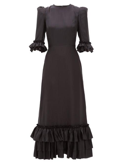 Matchesfashion.com The Vampire's Wife - The Pussybow Ruffled Silk-twill Dress - Womens - Black