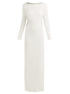 Matchesfashion.com Alessandra Rich - Crystal Embellished Cut Out Stretch Crepe Gown - Womens - White