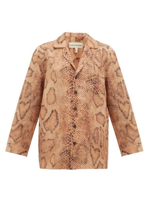 Matchesfashion.com Mara Hoffman - Iris Snake-print Shirt - Womens - Brown Print
