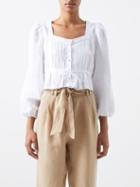 Casa Raki - Fini Pintucked Organic-linen Voile Blouse - Womens - Optical White