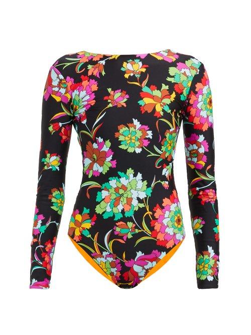Matchesfashion.com La Doublej - Surf Dandelion Print Swimsuit - Womens - Black Print