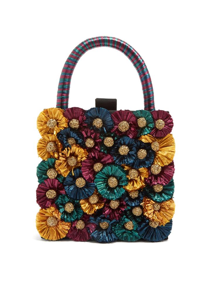 Sanayi 313 Flora-embellished Twill Box Clutch