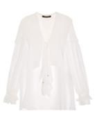 Roberto Cavalli Ruffle-trimmed Silk-crepe Blouse