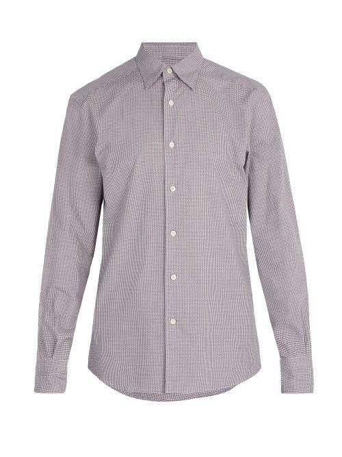 Matchesfashion.com Ermenegildo Zegna - Micro Gingham Checked Cotton Shirt - Mens - Purple Multi