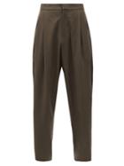 Matchesfashion.com Edward Crutchley - High-rise Wool Trousers - Mens - Brown