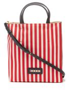 Marni - Museo Small Striped-canvas And Leather Tote - Womens - Red Stripe