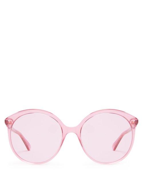 Matchesfashion.com Gucci - Round Cat Eye Frame Acetate Sunglasses - Womens - Pink