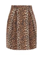 Raey - Tuck-waist Knee-length Skirt - Womens - Leopard