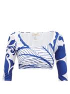 Matchesfashion.com La Doublej - Portofino Marea-print Scoop-neck Bikini Top - Womens - White Print