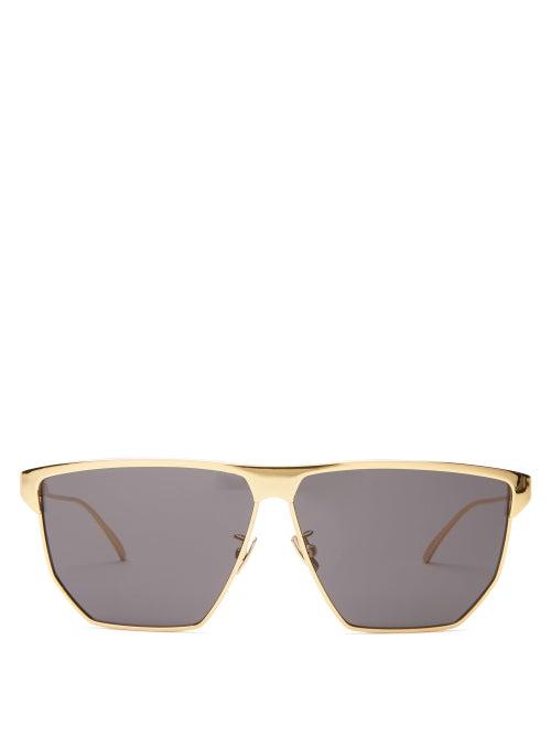 Matchesfashion.com Bottega Veneta - D-frame Metal Sunglasses - Womens - Gold